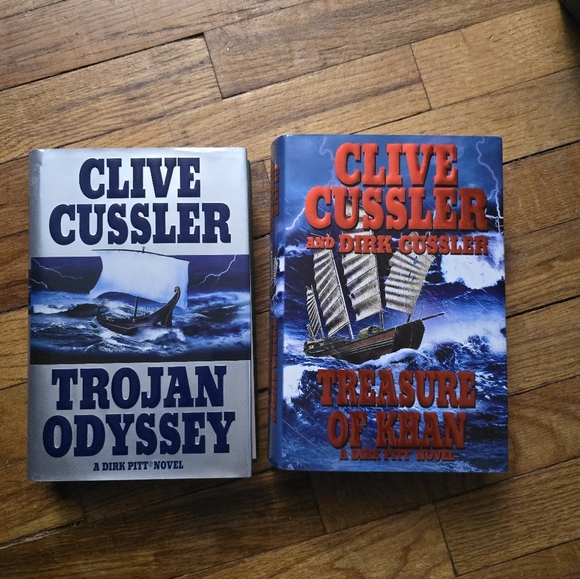 Other - Clive Cussler Treasure Of Khan, Trojan Odyssey Book Lot of 2 Books Hardcover